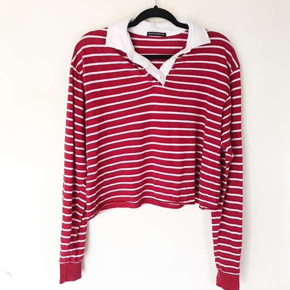 Brandy Melville Tops - 💙BRANDY MELVILLE striped polo crop top